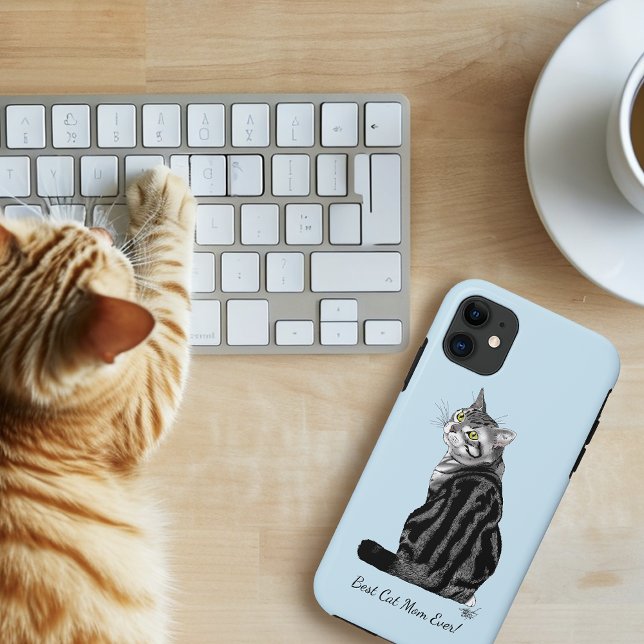 Best Cat Mom Ever Silver Tabby Mother's Day Case-Mate iPhone Case (Creator Uploaded)