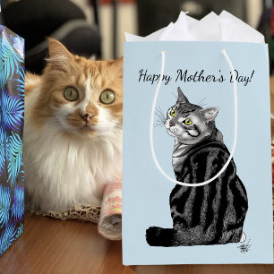 Best Cat Mom Ever Silver Tabby Mother's Day Medium Gift Bag