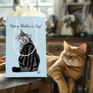 Best Cat Mom Ever Silver Tabby Mother's Day Medium Gift Bag