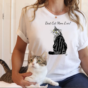Best Cat Mom Ever Silver Tabby Mother's Day Tri-Blend Shirt