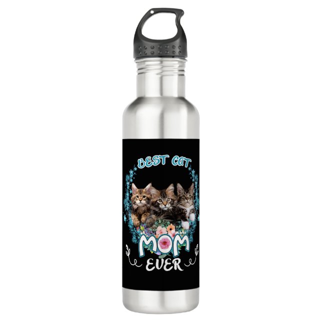 Best Cat Mom Ever     Stainless Steel Water Bottle (Front)