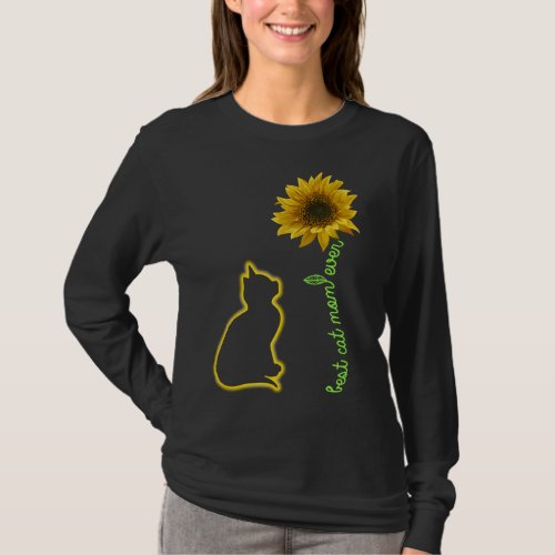 Best Cat Mom Ever Sunflower Feline Mother T_Shirt