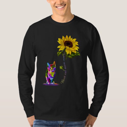 Best Cat Mom Ever Sunflower Mothers Day 1 T_Shirt