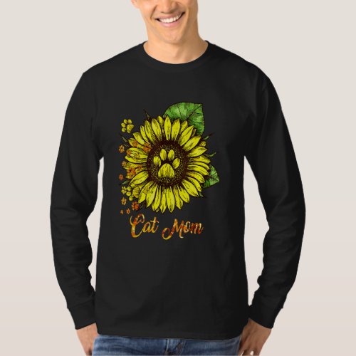 Best Cat Mom Ever Sunflower Mothers Day  For Cat  T_Shirt