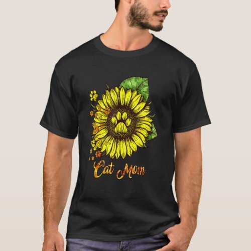 Best Cat Mom Ever Sunflower Mothers Day  For Cat  T_Shirt