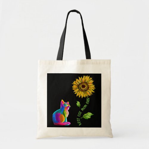 Best Cat Mom Ever Sunflower Mothers Day Gifts Tote Bag