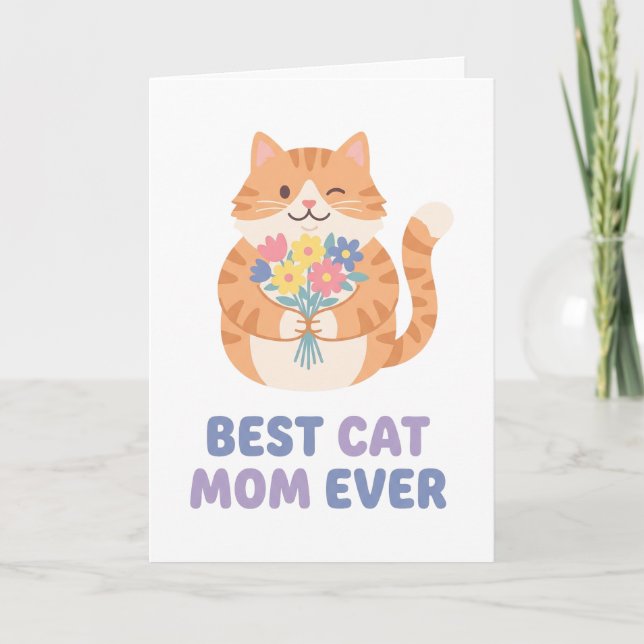 Best Cat Mom Ever Tabby Cat Graphic Card (Front)