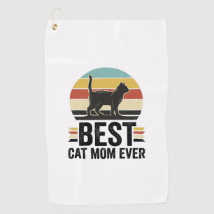 Best Cat Mom Ever Vintage Black Cat Retro Design_1 Golf Towel