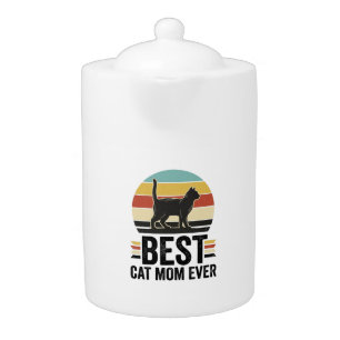 Best Cat Mom Ever Vintage Black Cat Retro Design_1 Teapot