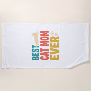 Best Cat Mom Ever Vintage Cat Lover Design_1 Beach Towel