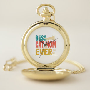 Best Cat Mom Ever Vintage Cat Lover Design_1 Pocket Watch