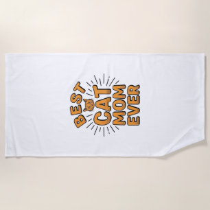 Best Cat Mom Ever Vintage Engraving Design_1 Beach Towel