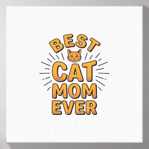 Best Cat Mom Ever Vintage Engraving Design_1 Canvas Photo Tile