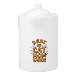 Best Cat Mom Ever Vintage Engraving Design_1 Teapot