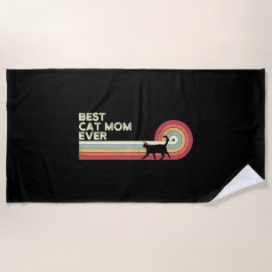 Best Cat Mom Ever Vintage Retro Beach Towel