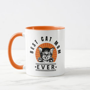 Best Cat Mom Ever Vintage Sunburst Mug