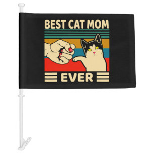 Best Cat Mom Ever Women Vintage Bump Fit Car Flag