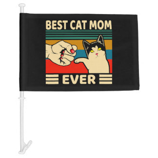 Best Cat Mom Ever Women Vintage Bump Fit Car Flag