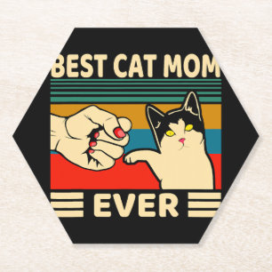 Best Cat Mom Ever Women Vintage Bump Fit Paper Coaster