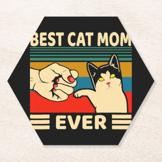 Best Cat Mom Ever Women Vintage Bump Fit Paper Coaster