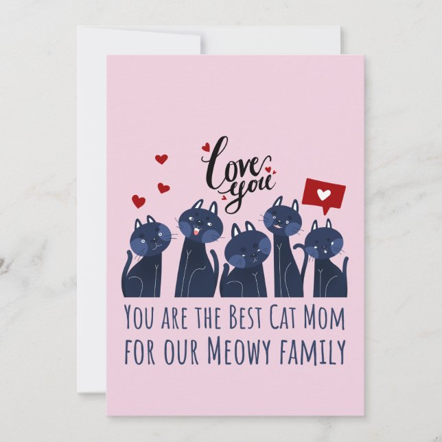 BEST CAT MOM FOR MEOWY FAMILY HOLIDAY CARD (Front)