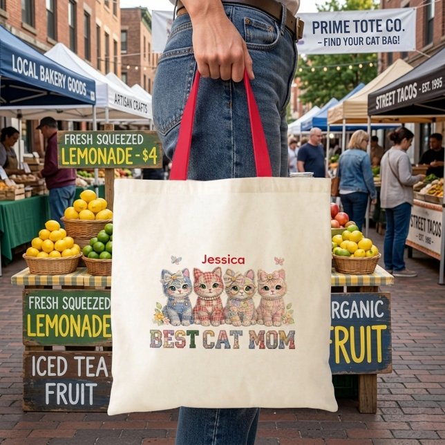 Best Cat Mom Funny Patchwork Personalized Tote Bag (Creator Uploaded)