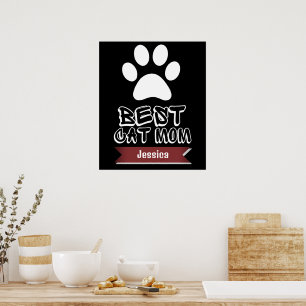 best cat mom, mommy mother mama personalize name poster