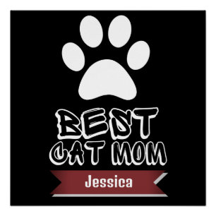 best cat mom, mommy mother mama personalize name poster