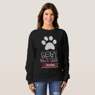 best cat mom, mommy mother mama personalize name sweatshirt