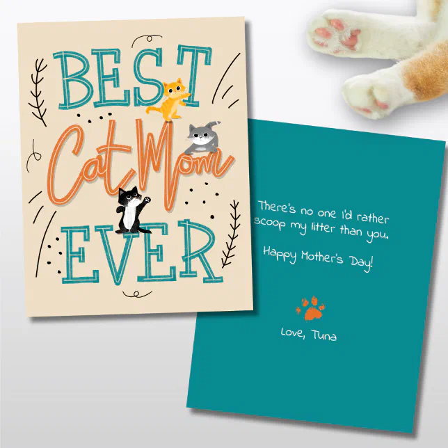 Best Cat Mom Mothers Day Card | Zazzle