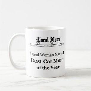Best Cat Mom of The Year Newspaper Style Mug