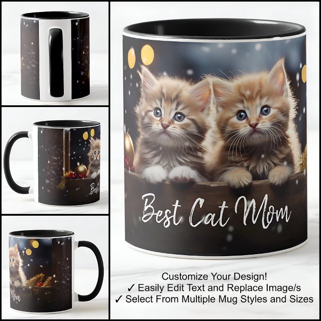 Best Cat Mom One Photo Template With Fancy Text  Mug (Creator Uploaded)