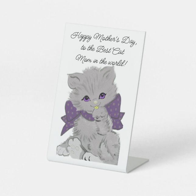 Best Cat Mom Pedestal Sign (Front)