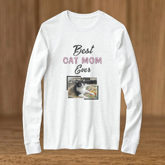 Best Cat Mom photo black pink T-Shirt