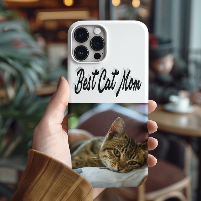 Best Cat Mom Photo Black text Case-Mate iPhone Case (Creator Uploaded)