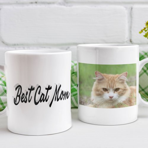 Best Cat Mom Photo Black text  Coffee Mug