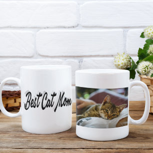 Best Cat Mom Photo Black text  Coffee Mug