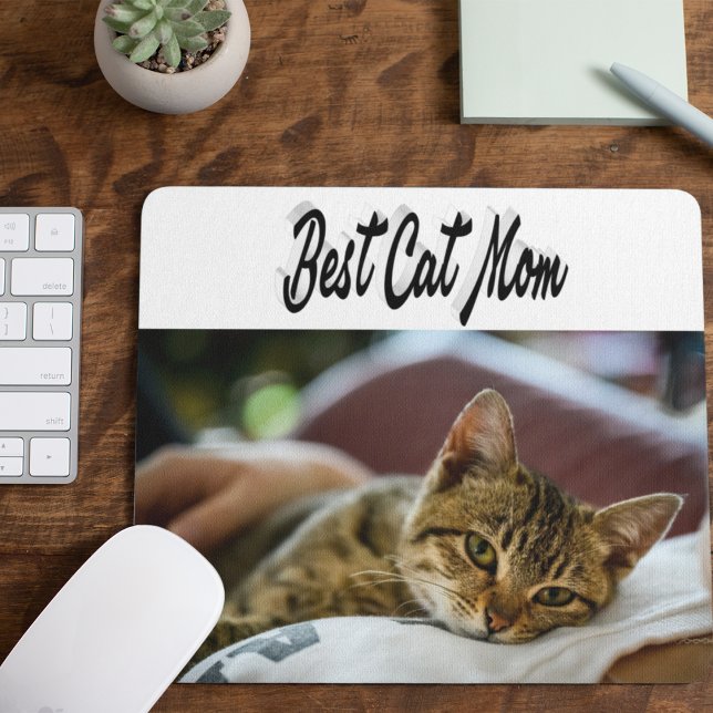 Best Cat Mom Photo Black  text  Mouse Pad (Creator Uploaded)