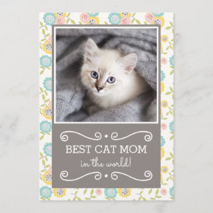 Happy Mother's Day Mom Cute Cat in Flower Hat Holiday Card | Zazzle