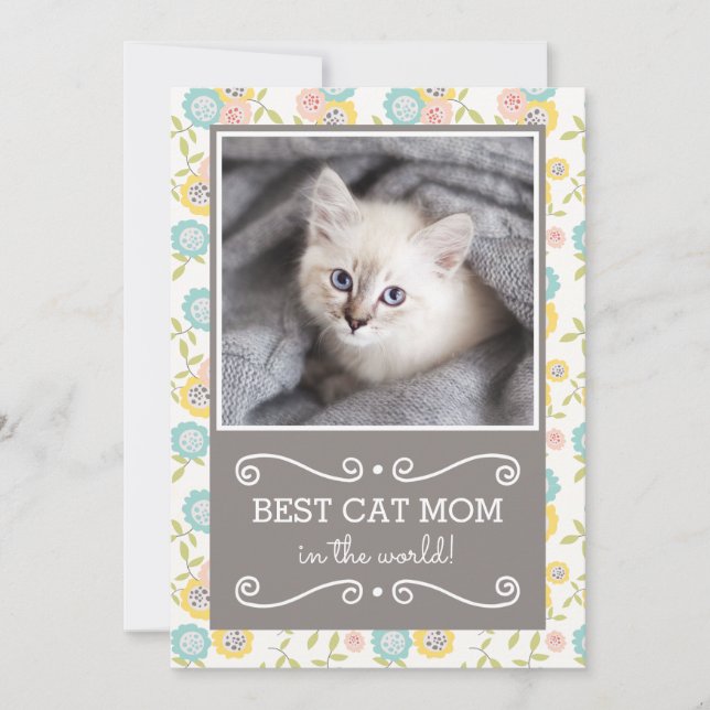 Best Cat Mom Photo Mother's Day Card (Front)