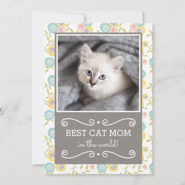 Best Cat Mom Photo Mother's Day Card | Zazzle