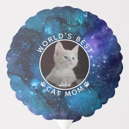 Best Cat Mom Photo Name Paws Galaxy Space Balloon