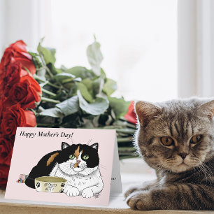 Best Cat Mom Spoiled Calico Mother’s Day Pink Holiday Card