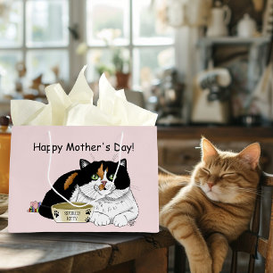 Best Cat Mom Spoiled Calico Mother’s Day Pink Large Gift Bag