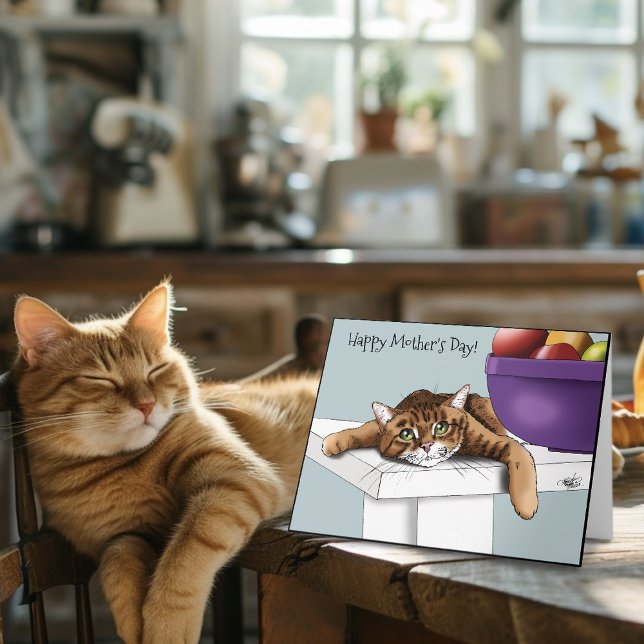 Best Cat Mom Sweet Tabby Cat Mother’s Day Green Card (Creator Uploaded)