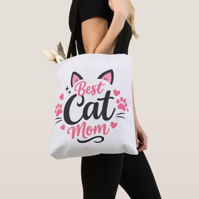 Best Cat Mom Tote Bag (Close Up)