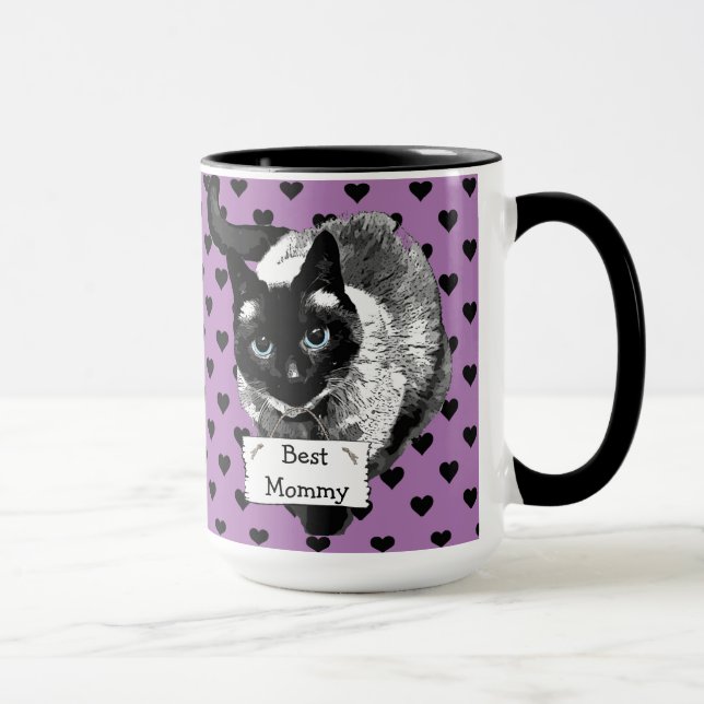 "Best Cat Mommy" Siamese Cat Lady Coffee Mug (Right)