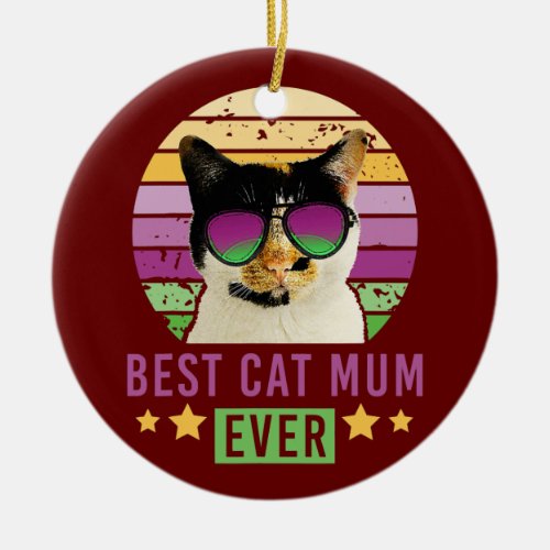 Best Cat Mum Ever Lucky Cat Tortoiseshell Mom  Ceramic Ornament