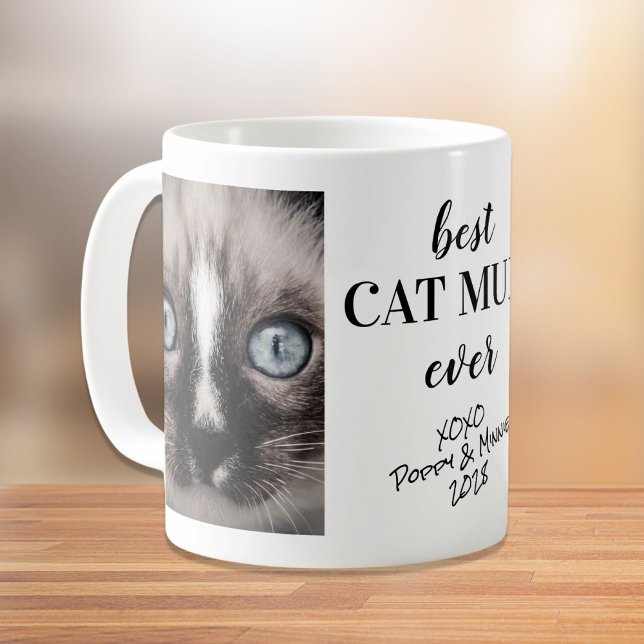 Best Cat Mum Ever Personalized Photos Coffee Mug (Creator Uploaded)