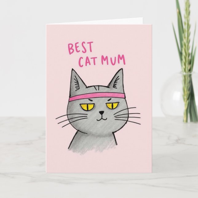 Best Cat Mum Illustration Card (Front)